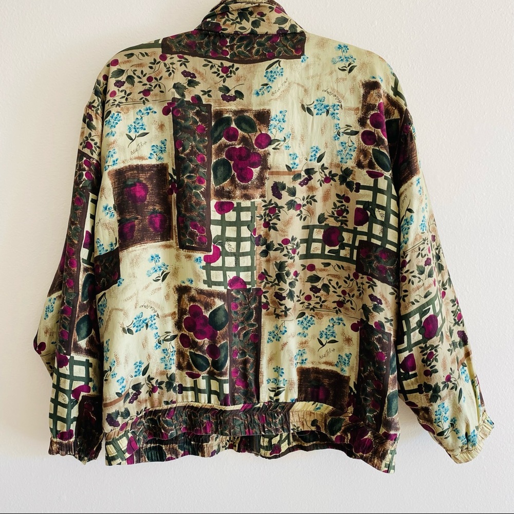 Vintage studio sportif 100% SILK ZIP LIGHT BOMBER JACKET Windbreaker Patchwork - Picture 8 of 10